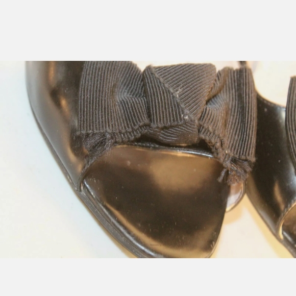 PRADA 1K9865 65 Spazzolato Clas Nero Heels pumps Shoes Size 40 open toe with bow - Picture 8 of 12